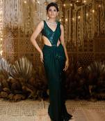 Green Shimmering Circle Saree