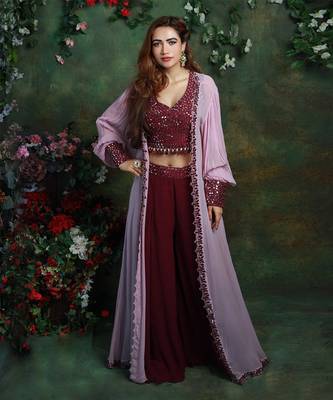 Purple Plazzo Jacket Set 1