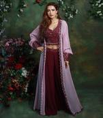 Purple Plazzo Jacket Set