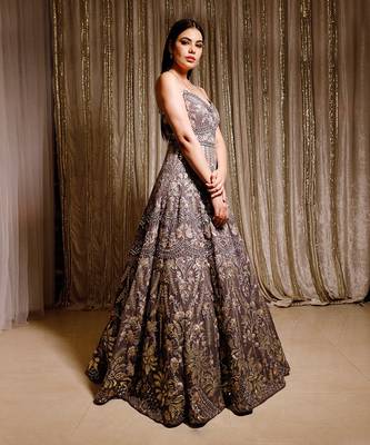Grey Fusion Anarkali Gown 2