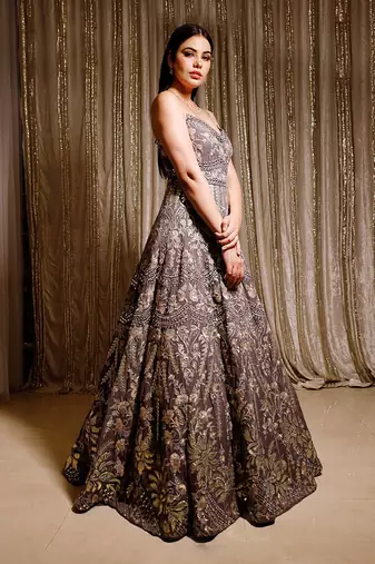 Grey Fusion Anarkali Gown