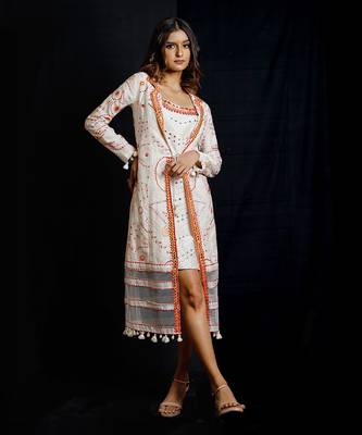 Ivory Garden Of Silk Colourful Jacket Dress 1
