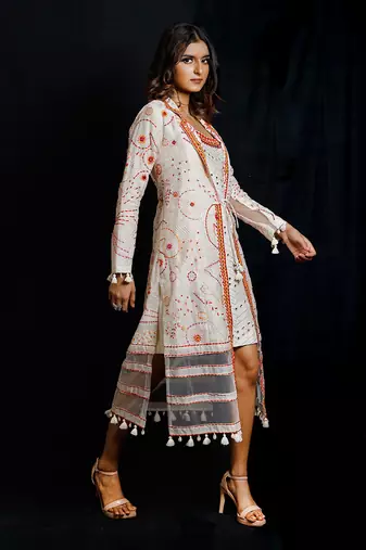 Ivory Garden Of Silk Colourful Jacket Dress