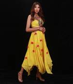 Yellow  Phoolon Ki Haldi Handkerchief Skirt Set