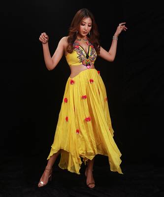 Yellow  Phoolon Ki Haldi Handkerchief Skirt Set 2