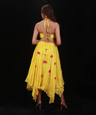 Yellow  Phoolon Ki Haldi Handkerchief Skirt Set 3