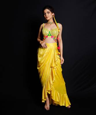 Yellow Phoolon Ki Haldi Dhoti Set 1
