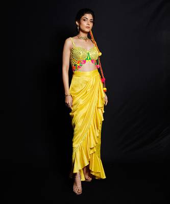 Yellow Phoolon Ki Haldi Dhoti Set 3