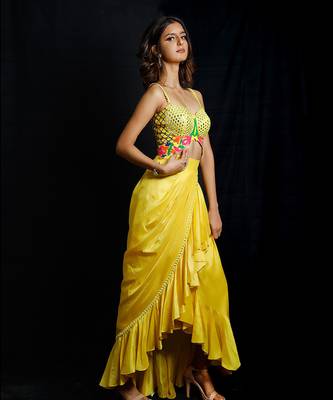 Yellow Phoolon Ki Haldi Dhoti Set 4