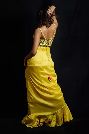 Yellow Phoolon Ki Haldi Dhoti Set