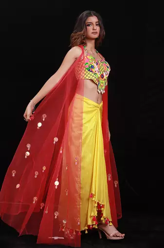 Yellow Phoolon Ki Haldi Skirt Set