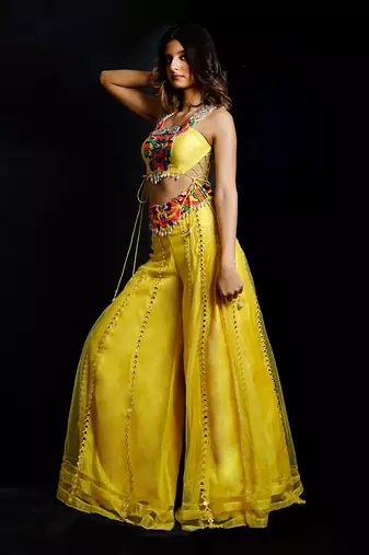 Yellow Phoolon Ki Haldi Palazzo Set