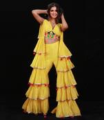 Yellow Phoolon Ki Haldi Jacket Set