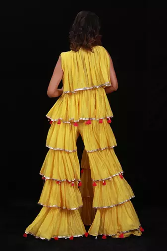 Yellow Phoolon Ki Haldi Jacket Set