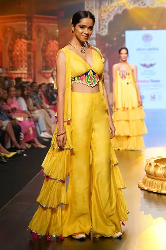 Yellow Phoolon Ki Haldi Jacket Set