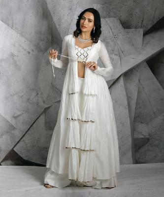 Ivory Gota Plazzo Jacket Set 1