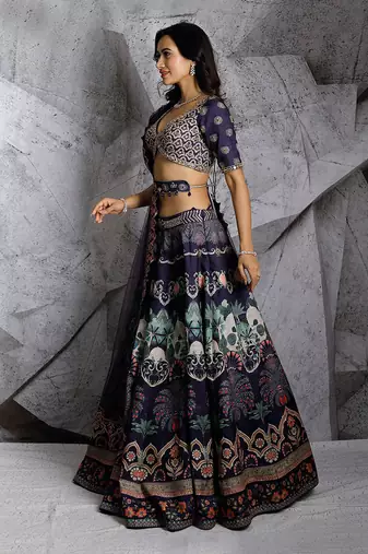 Purple Floral Paradise Lehenga Set
