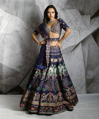 Blue Floral Paradise Lehenga Set 1