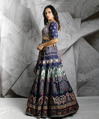 Blue Floral Paradise Lehenga Set 2