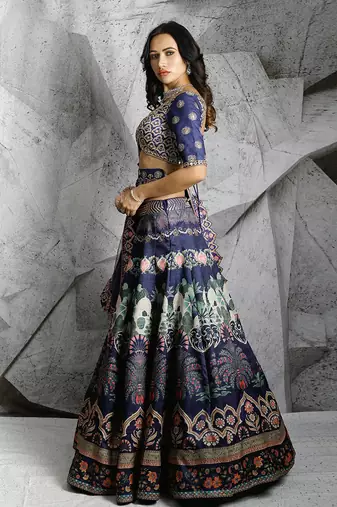 Blue Floral Paradise Lehenga Set