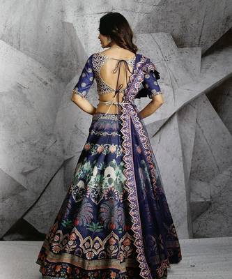 Blue Floral Paradise Lehenga Set 3