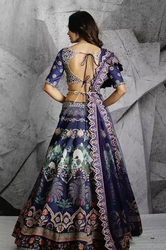 Blue Floral Paradise Lehenga Set