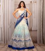 White And Blue Ombre Lehenga Set