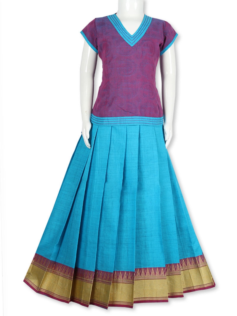 Pattu Cotton Frock-KhanF3Blue- Just Dropped !