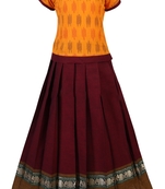 Shivangi Maroon Cotton Pattu Pavadai For Girls