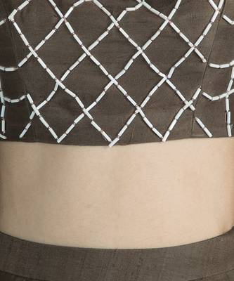 OLIVE GREEN EMBROIDERED LEHENGA SKIRT WITH TOP 4