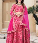 Pink Sequins Embroidered Silk Semi Stitched Lehenga Choli For Wedding