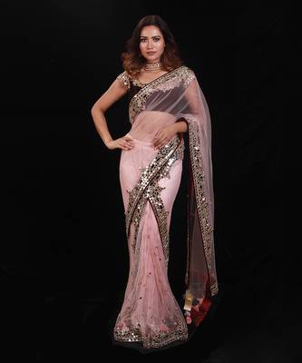 Pink Mirror Saree 1