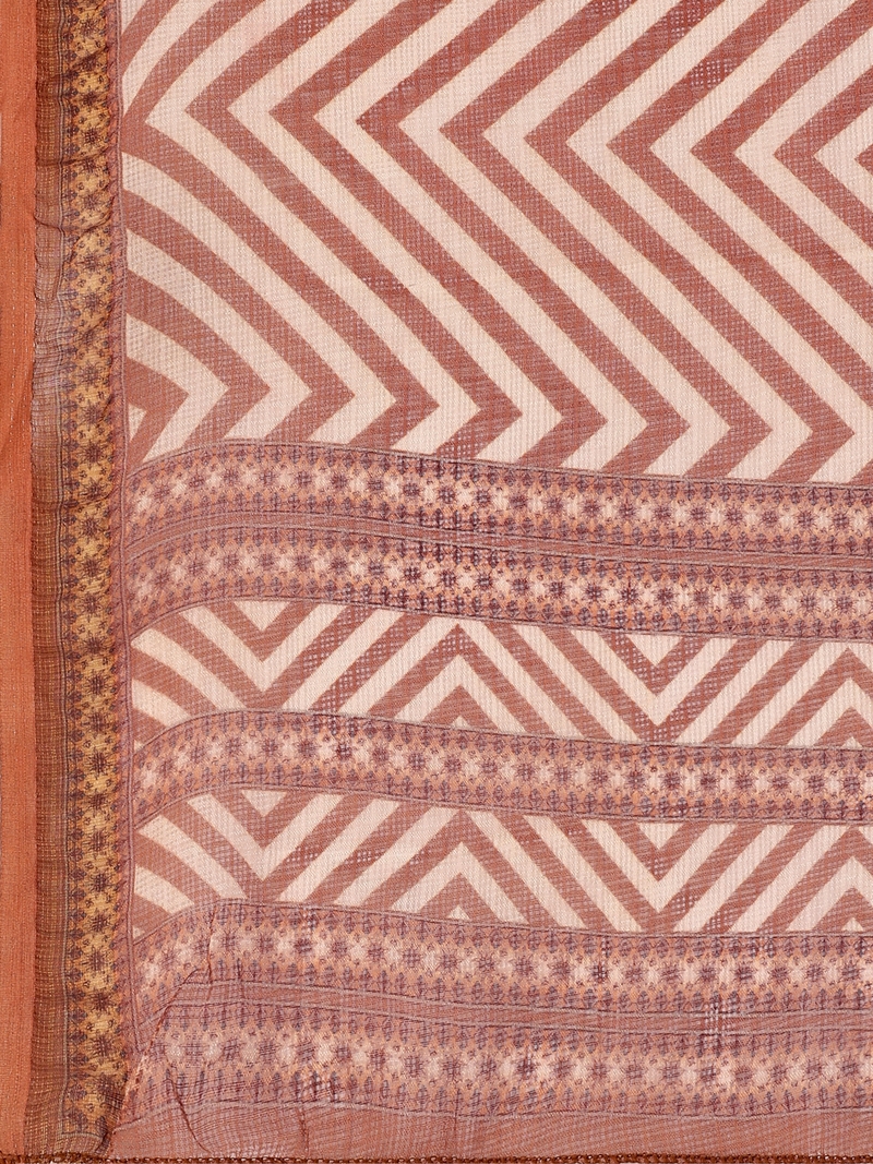 Seamore Pure Viscose Brown Embroidery For Women Stitched Kurta Set