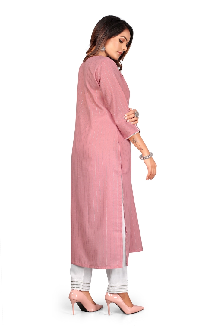 Seamore Cotton Blend Pink Embroidery For Women Stitched Kurta Set