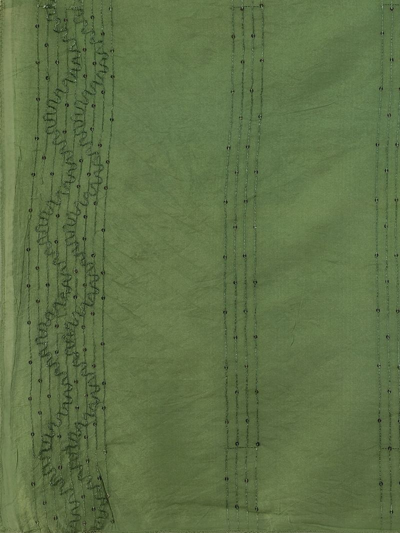 Seamore Chanderi Cream Mirror Work For Women Stitched Kurta Set