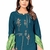 Seamore Rayon Slub Indigo Embroidery For Women Stitched Kurta Set