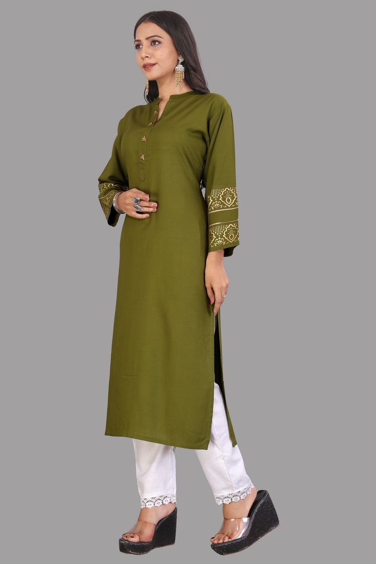 Seamore Rayon MEHNADI Foil Print For Women Stitched Kurta Set