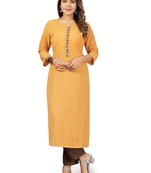 Seamore Polyester Musterd Embroidery For Women Stitched Kurta Set