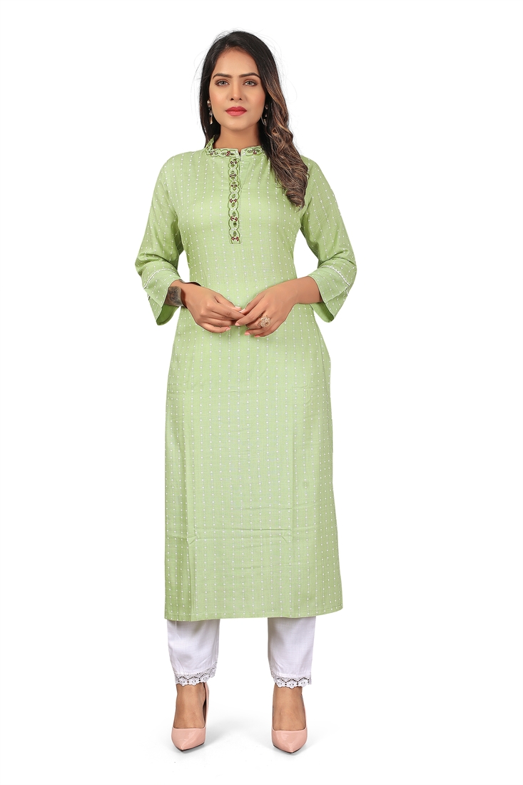 Seamore Rayon Pista Embroidery For Women Stitched Kurta Set