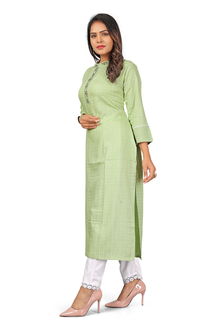 Seamore Rayon Pista Embroidery For Women Stitched Kurta Set