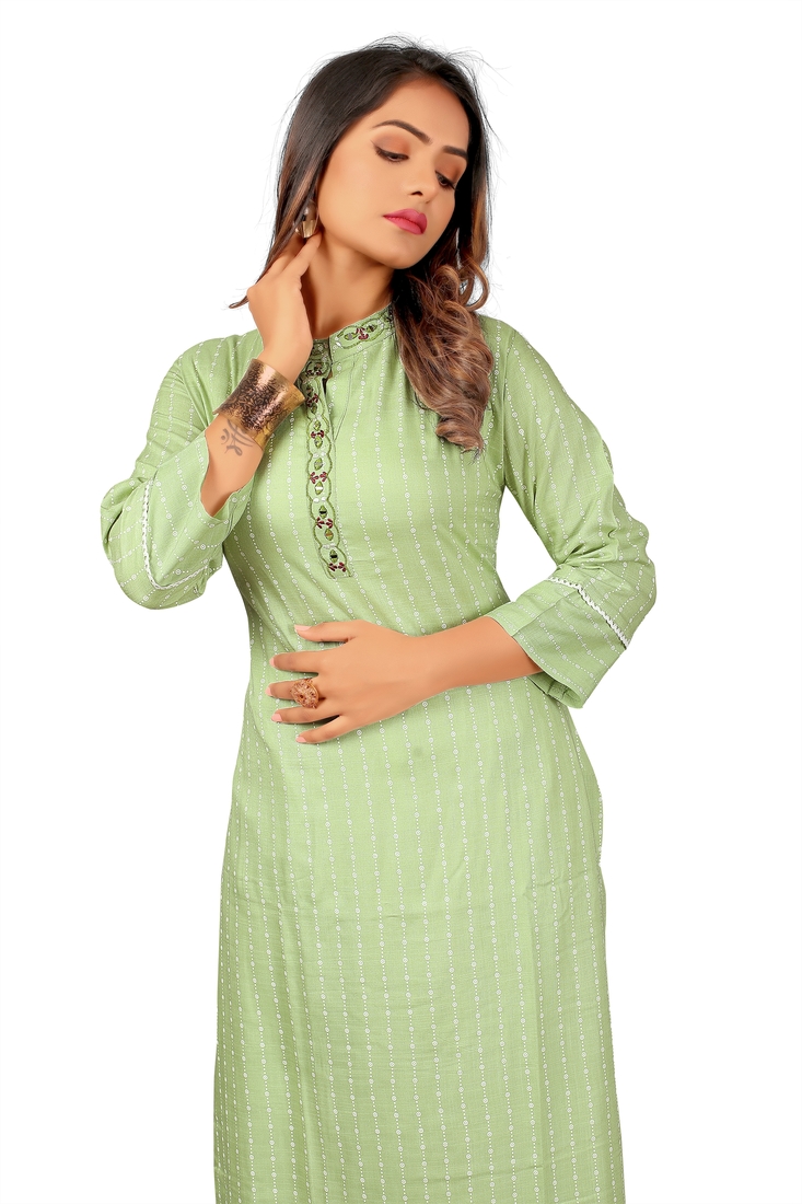Seamore Rayon Pista Embroidery For Women Stitched Kurta Set