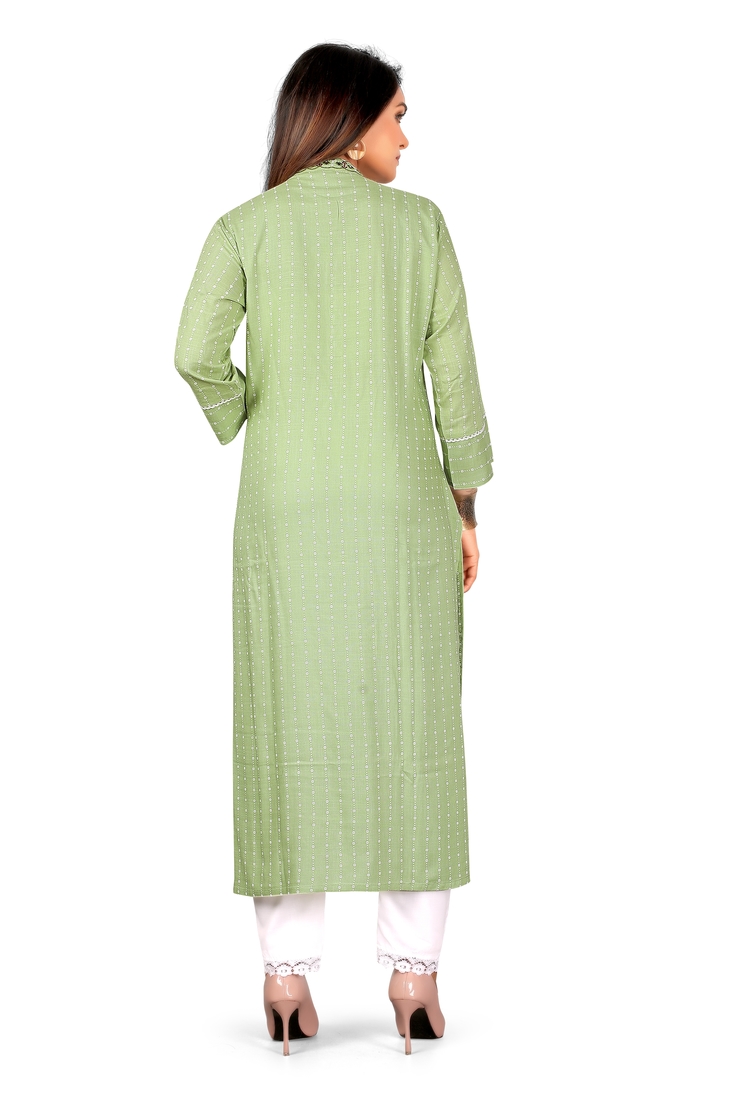 Seamore Rayon Pista Embroidery For Women Stitched Kurta Set