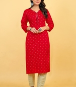 Seamore Rayon Raani Mirror Work For Women Stitched Kurta Set
