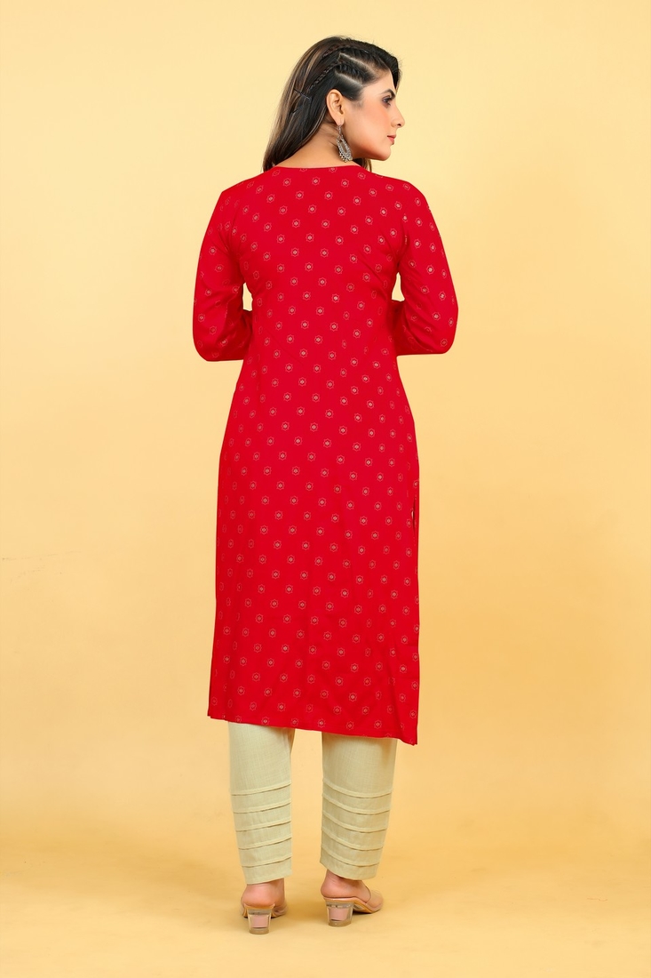 Seamore Rayon Raani Mirror Work For Women Stitched Kurta Set