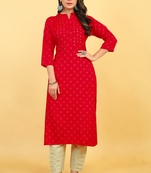 Seamore Rayon Raani Mirror Work For Women Stitched Kurta Set
