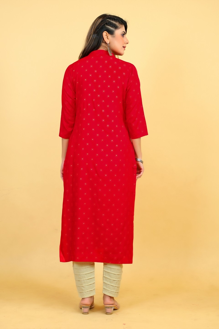 Seamore Rayon Raani Mirror Work For Women Stitched Kurta Set