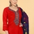 Seamore Musline Red Embroidery For Women Stitched Kurta Set