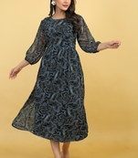 Seamore Georgette Grey Digital Print For Women Stitched Kurta Set