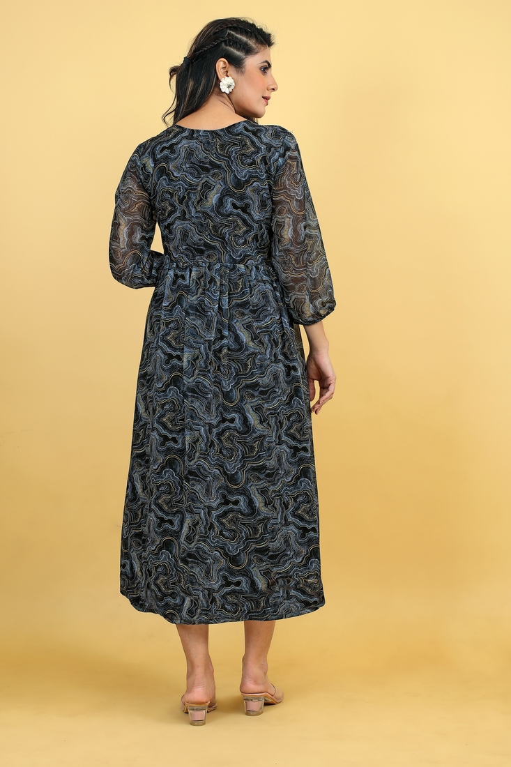 Seamore Georgette Grey Digital Print For Women Stitched Kurta Set