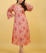 Seamore Georgette Salmon Digital Print For Women Stitched Kurta Set